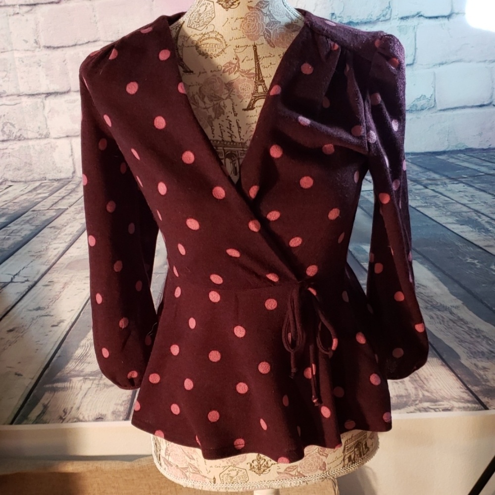 Monteau Polka dot blouse size small NWT